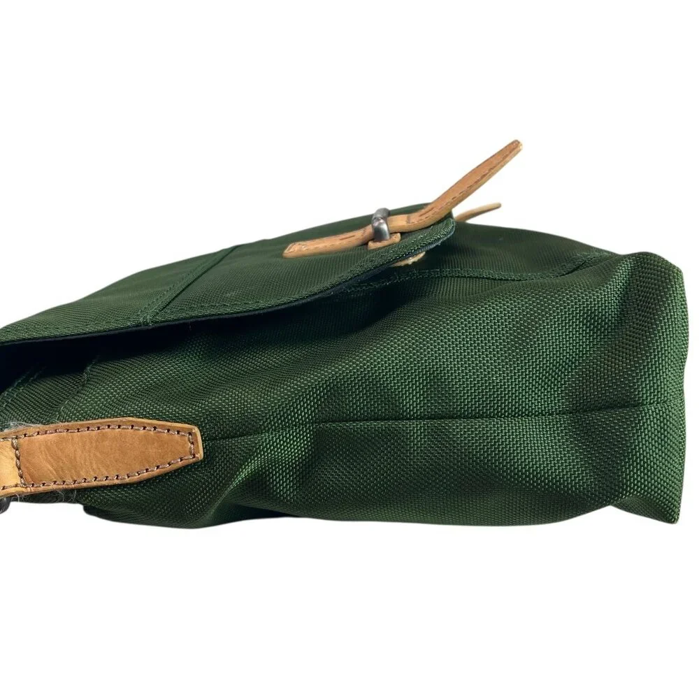 Fossil Large Forest Green Nylon Messenger Laptop Bag Leather Trim Large